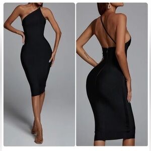 Bella Barnett One Shoulder Midi Cocktail Dress - Black Size M